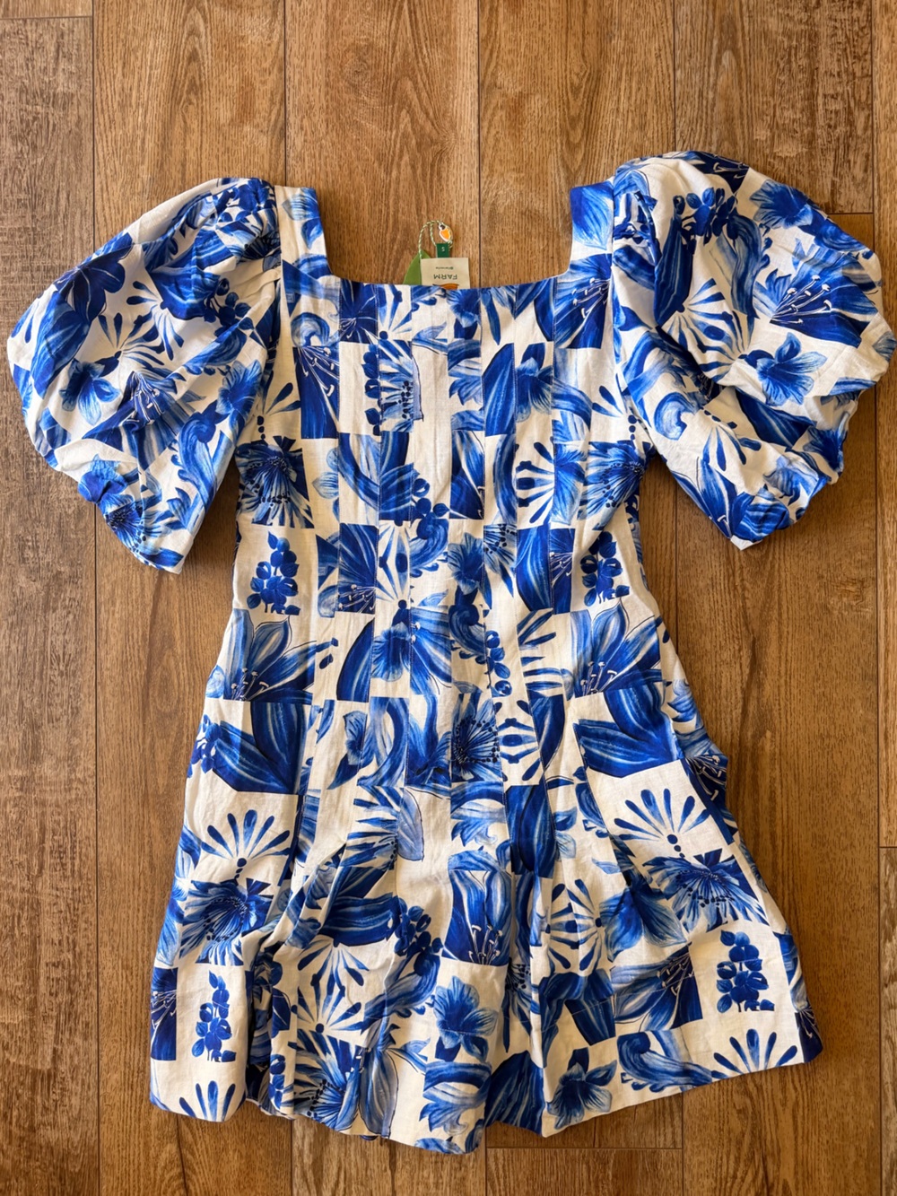 Farm Rio Garden Tiles Linen Mini Dress NWT - Picture 4 of 5